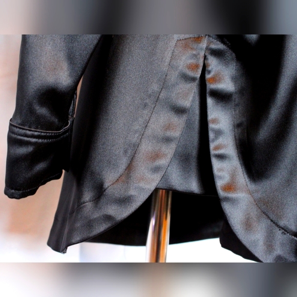 Womens Satin Tunic Shirt Black (L) - Picture 4 of 9